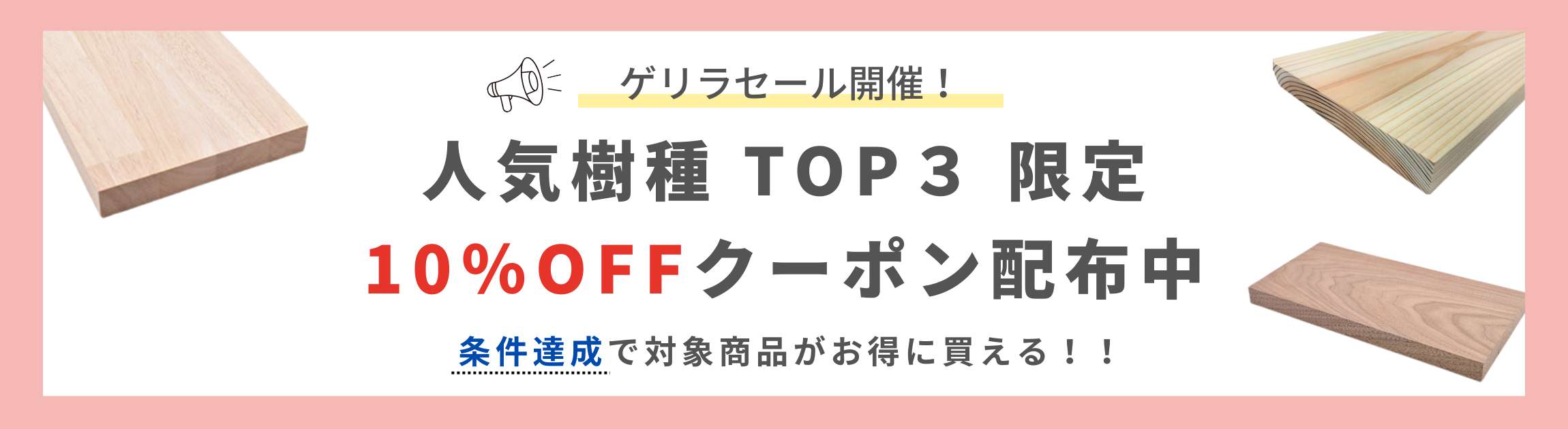 人気樹種TOP３ゲリラセール